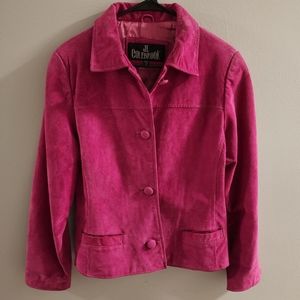 Pink Suede Vintage Jacket Fuschia Medium women's button-up